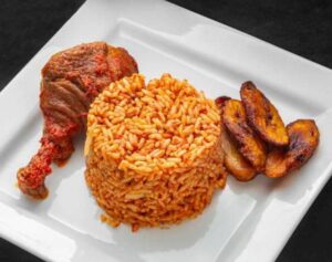 Jollof Rice Combo(With Protein And Plantain