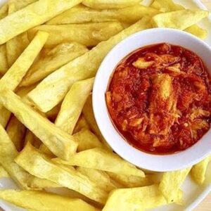 Fried Yam With Pepper Sauce
